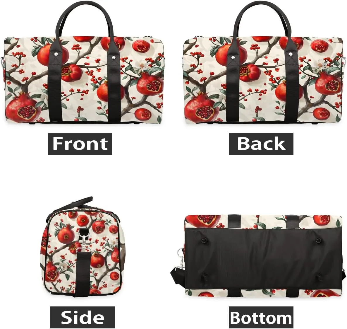 Pomegranate Tree Foldable Lightweight Duffle Bag for Travel - Waterproof Carry On Bags for Airplanes, Travel Duffel Bags for Gym, Weekend