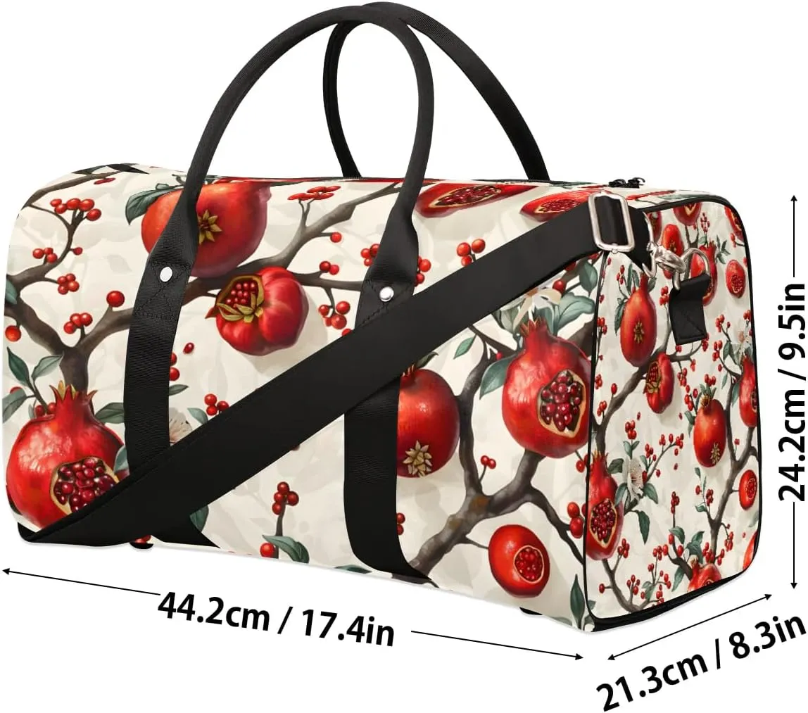 Pomegranate Tree Foldable Lightweight Duffle Bag for Travel - Waterproof Carry On Bags for Airplanes, Travel Duffel Bags for Gym, Weekend