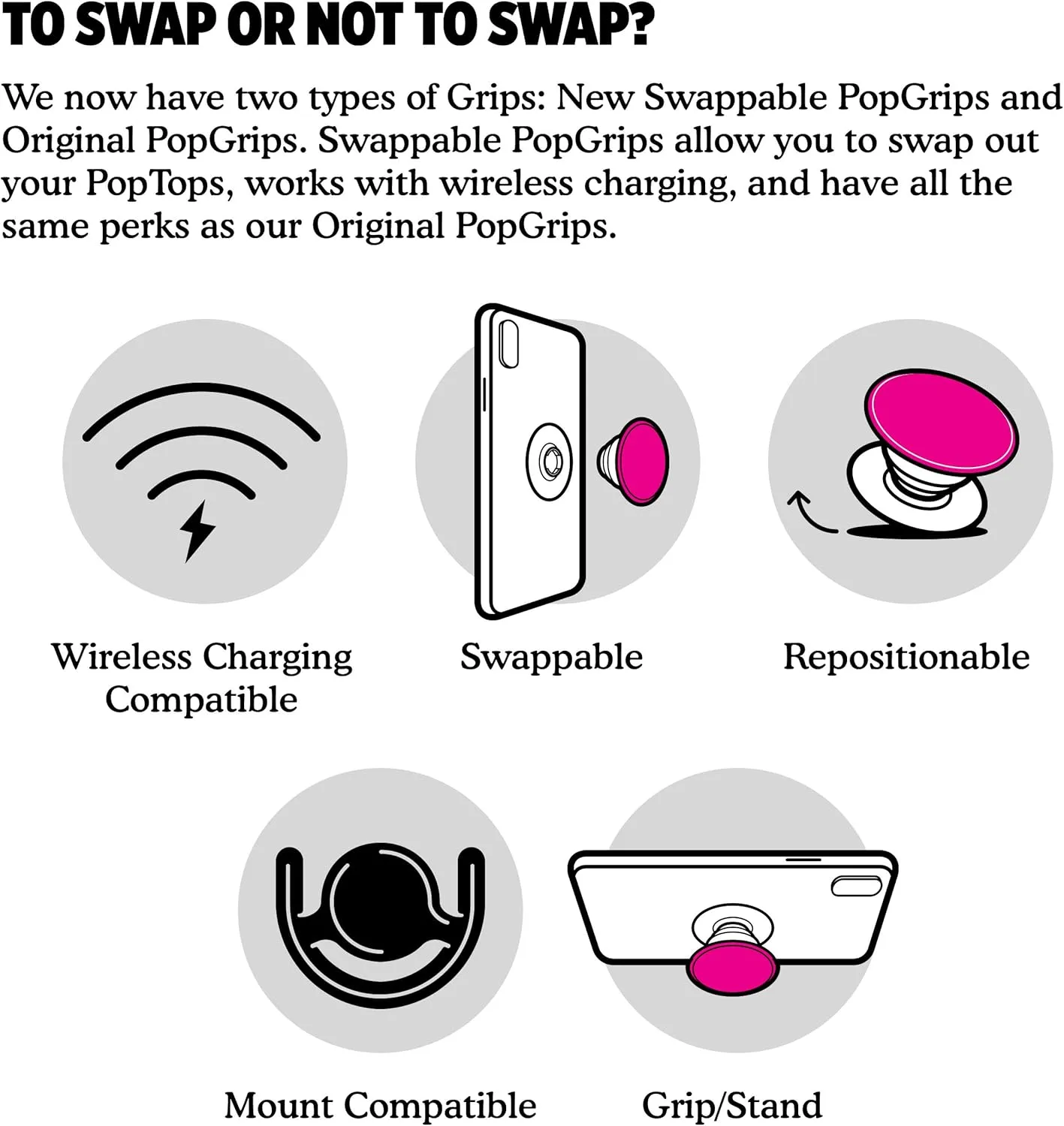 PopSockets: PopGrip with Swappable Top for Phones & Tablets - Glitter Nebula