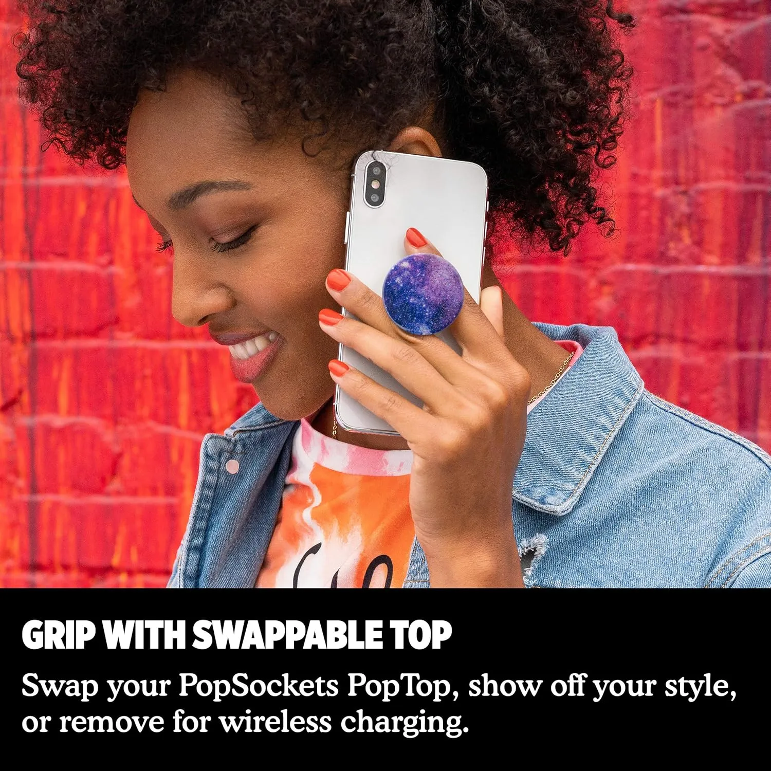 PopSockets: PopGrip with Swappable Top for Phones & Tablets - Glitter Nebula
