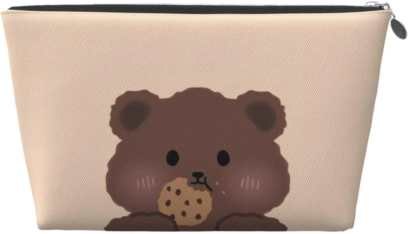 Portable Cosmetic Bag, Travel Zipper Pouch Small Makeup Bag Toiletry Organizer for Women - Cute Bear