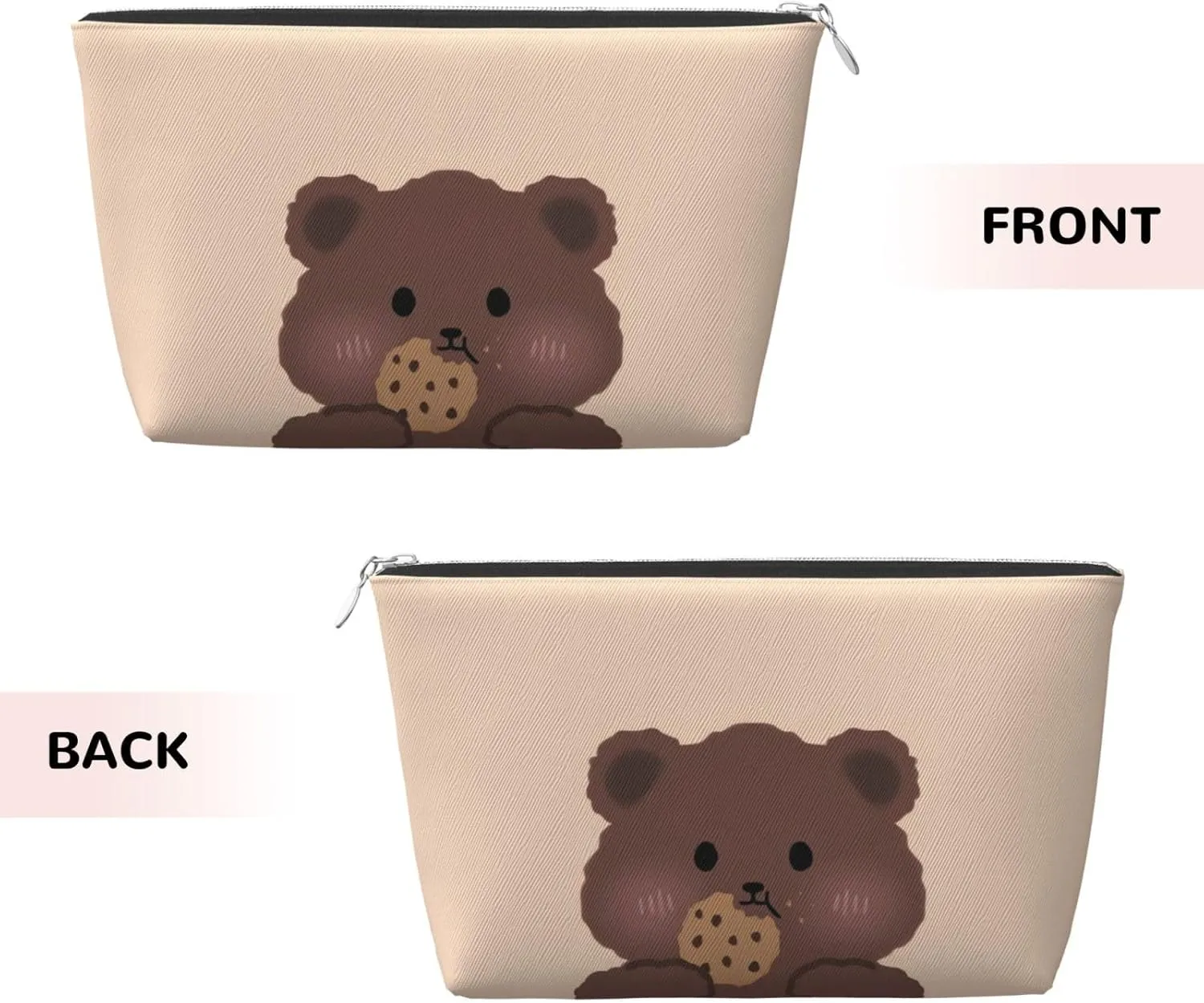 Portable Cosmetic Bag, Travel Zipper Pouch Small Makeup Bag Toiletry Organizer for Women - Cute Bear