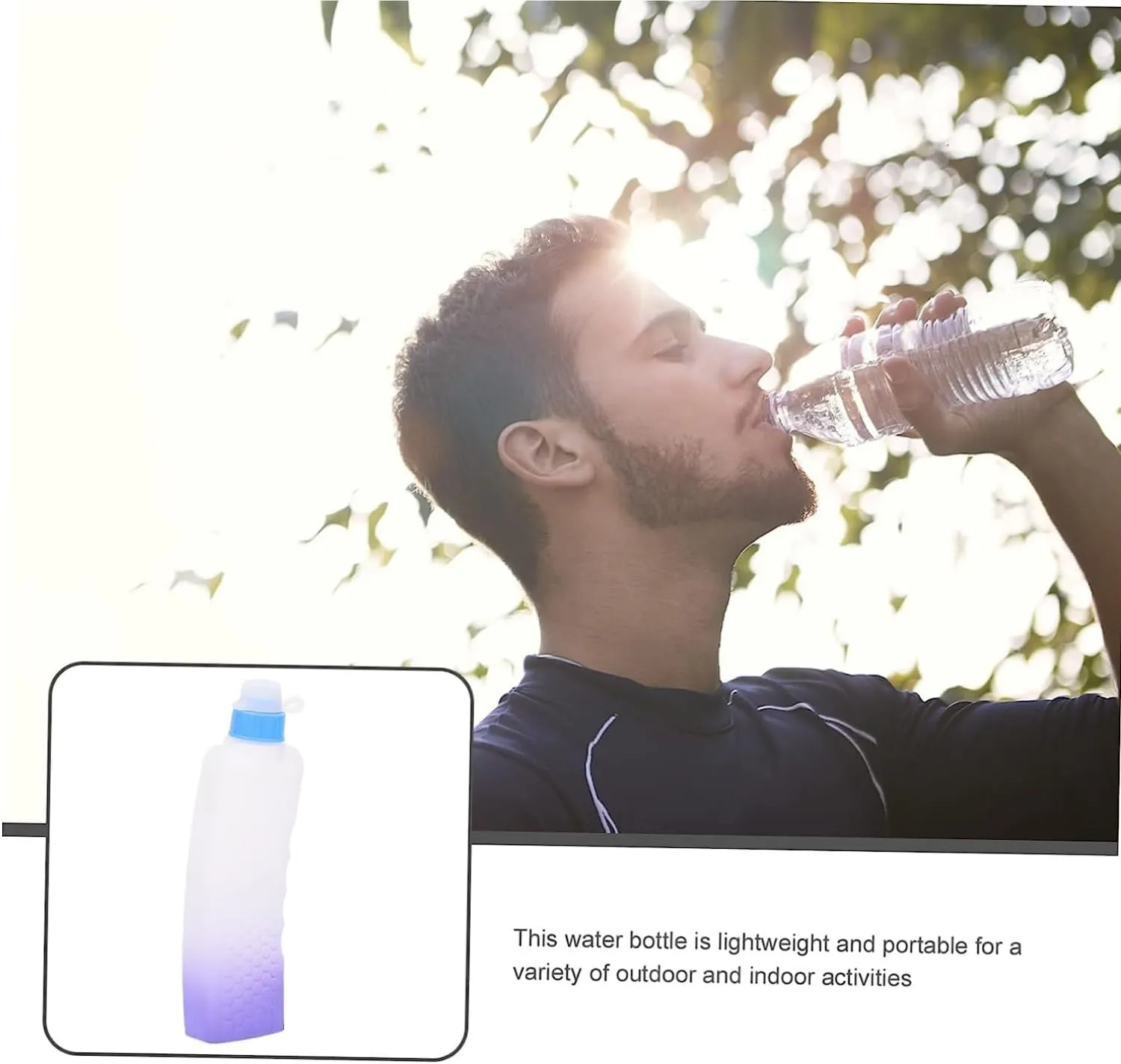 Portable Kettle 330ml Drinking Water Container Outdoor Sports Water Bottle Silicone Cover Fitness Curved Plastic Flat Kettle Water Bottle