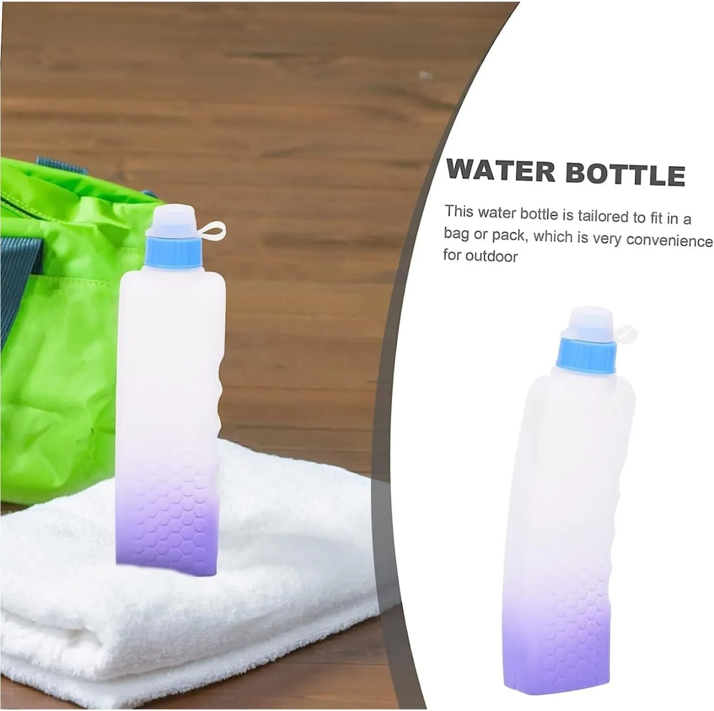 Portable Kettle 330ml Drinking Water Container Outdoor Sports Water Bottle Silicone Cover Fitness Curved Plastic Flat Kettle Water Bottle