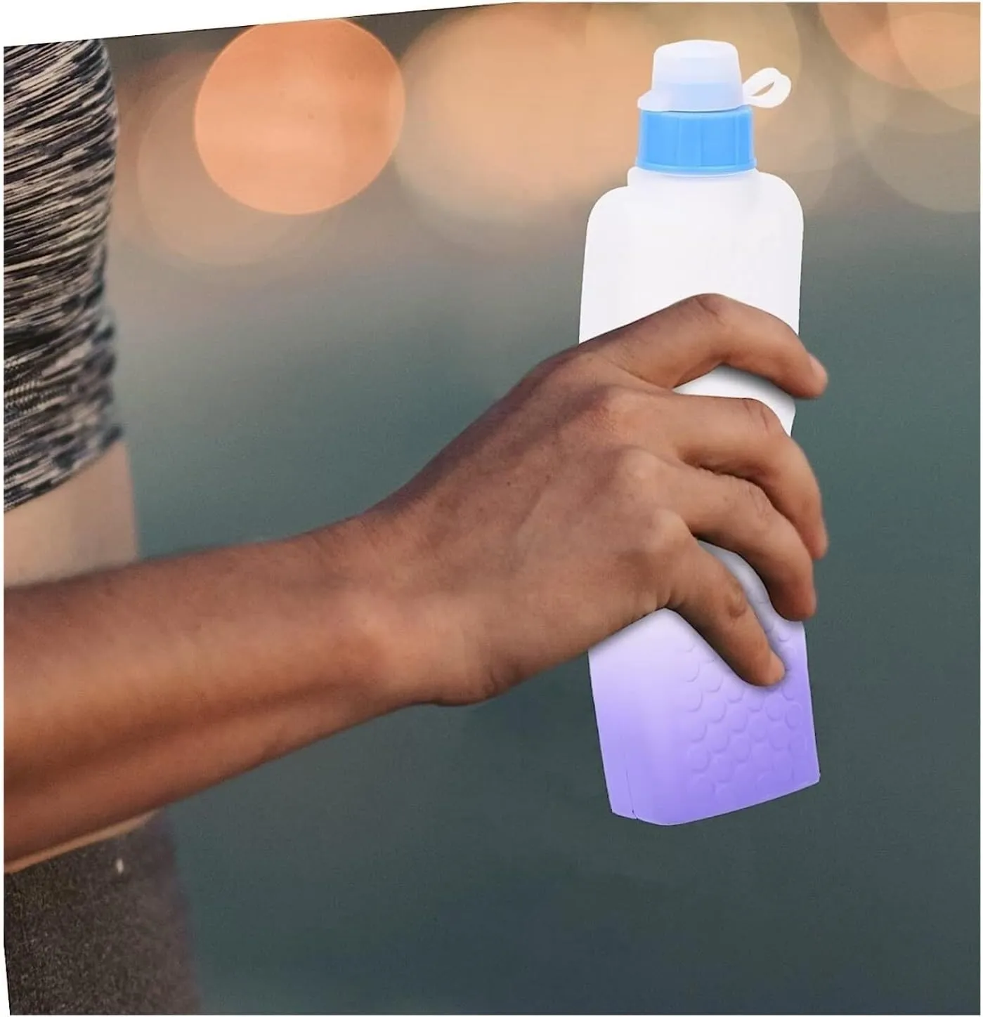 Portable Kettle 330ml Drinking Water Container Outdoor Sports Water Bottle Silicone Cover Fitness Curved Plastic Flat Kettle Water Bottle