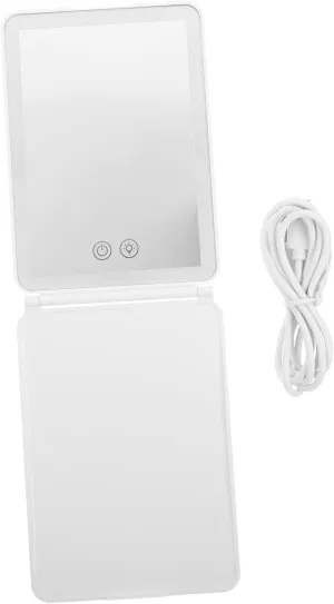 Portable Led Lighted Makeup Mirror Handheld Foldable Square Vanity Mirror for Home Travel Desk