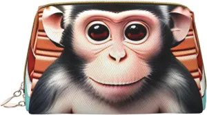 Portable Makeup Bag, Travel Organizer with Zipper, Large Cosmetic Bag, The silent monkey Print Toiletry Case