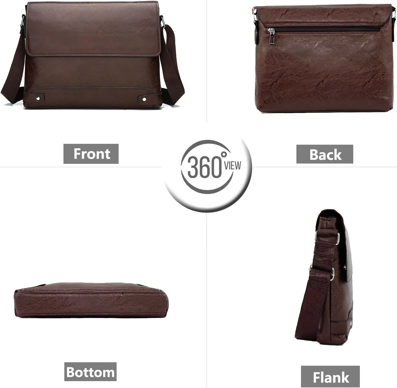 PORT&LOTUS Messenger Bags for Men - Small PU Leather Crossbody Bags