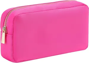 Pouch for Purse Skin Care Bag Women Makeup Bag Nylon Cosmetic Pouch with Zipper Pocket (M, HotPink)