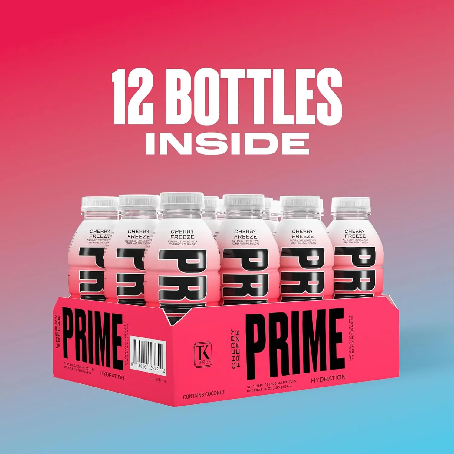 PRIME Hydration CHERRY FREEZE | Sports Drinks | Electrolyte Enhanced for Ultimate Hydration | 250mg BCAAs | B Vitamins | Antioxidants | 2g Of Sugar | 16.9 Fluid Ounce | 12 Pack