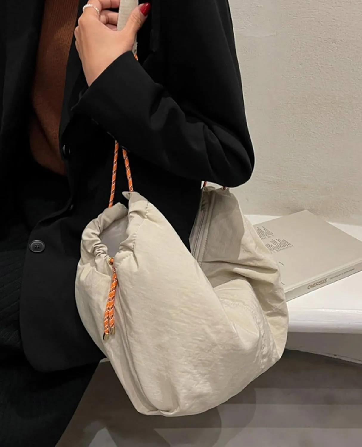 Puffy Tote Bag Unisex Cross Body Nylon Crescent Shoulder Purse Carry On Bag Travel Work Gym Handbag Winter