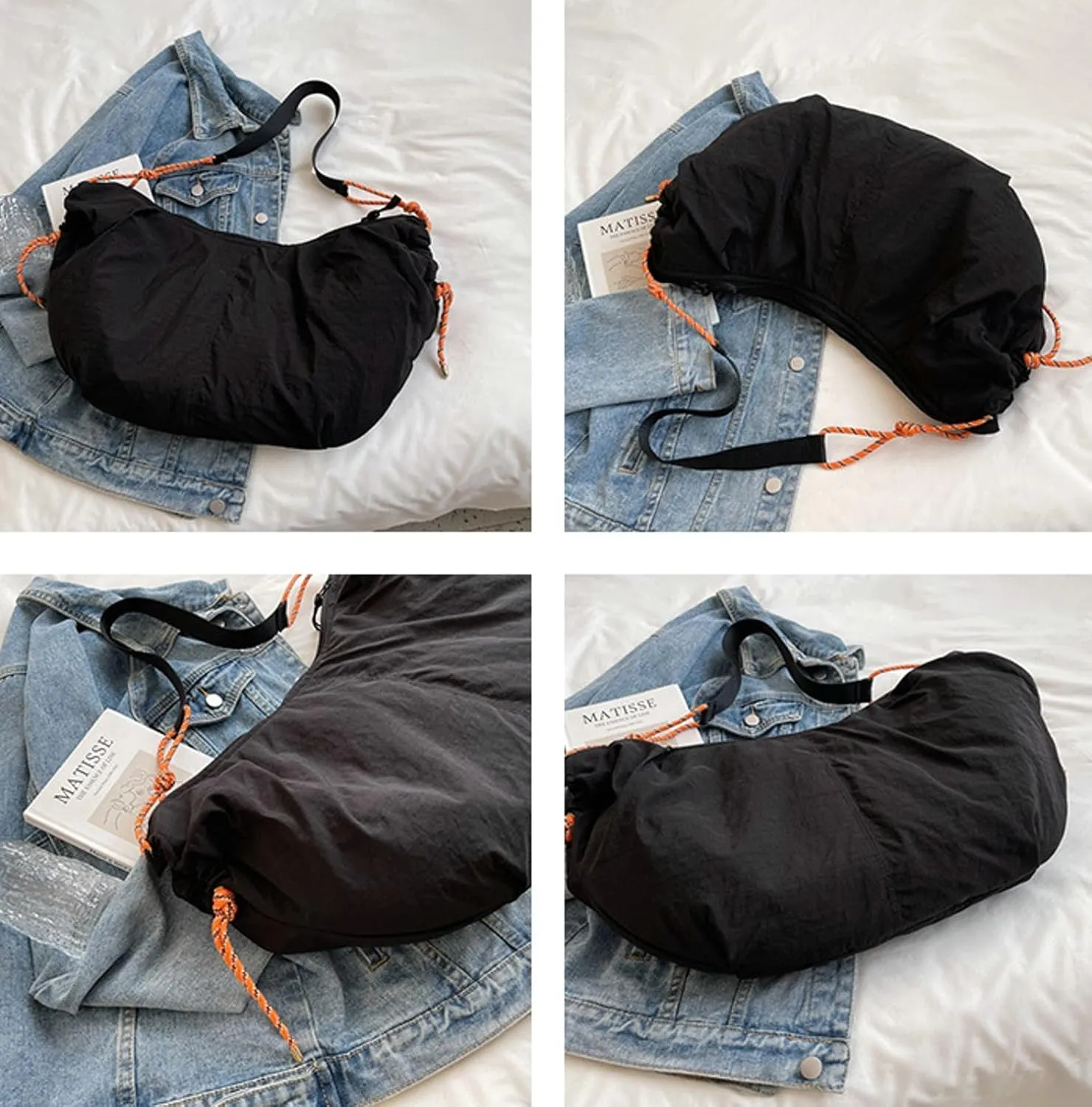Puffy Tote Bag Unisex Cross Body Nylon Crescent Shoulder Purse Carry On Bag Travel Work Gym Handbag Winter
