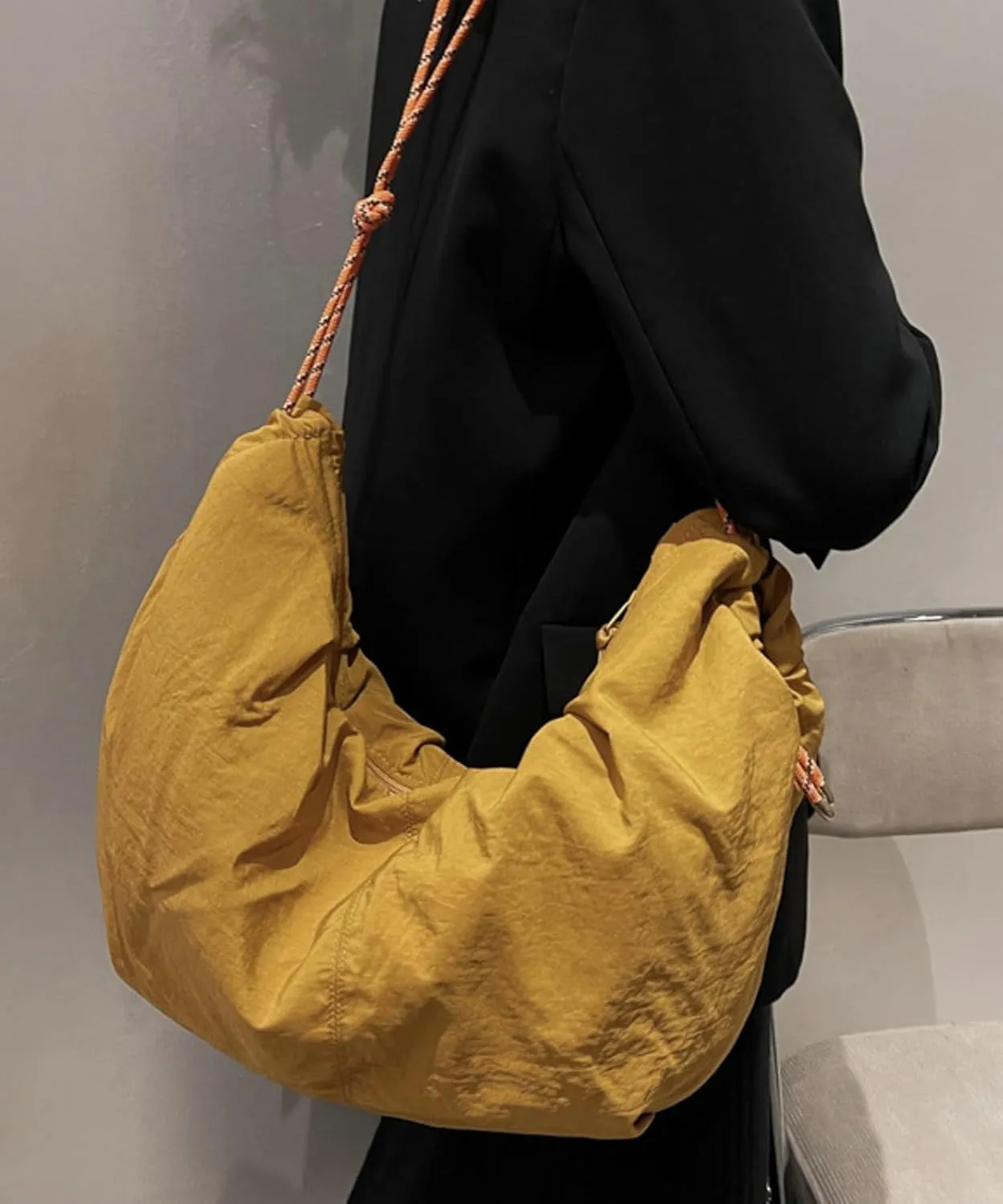 Puffy Tote Bag Unisex Cross Body Nylon Crescent Shoulder Purse Carry On Bag Travel Work Gym Handbag Winter