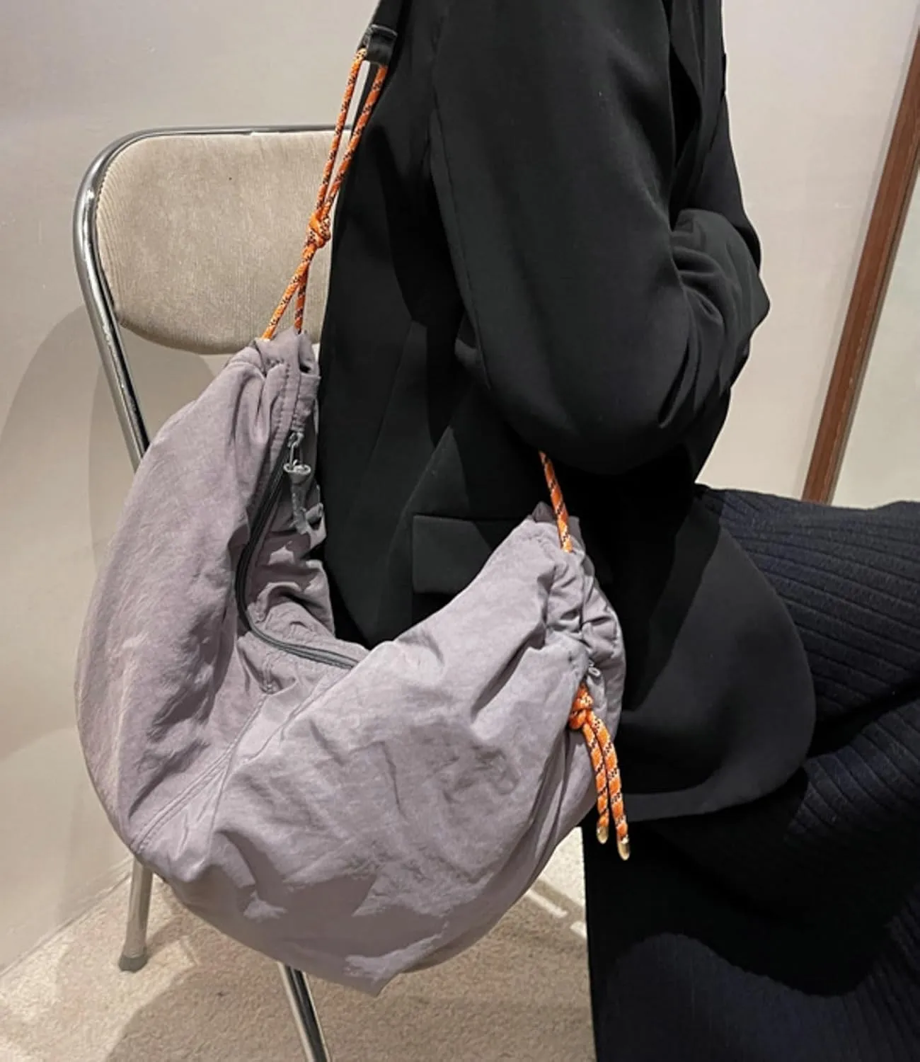 Puffy Tote Bag Unisex Cross Body Nylon Crescent Shoulder Purse Carry On Bag Travel Work Gym Handbag Winter