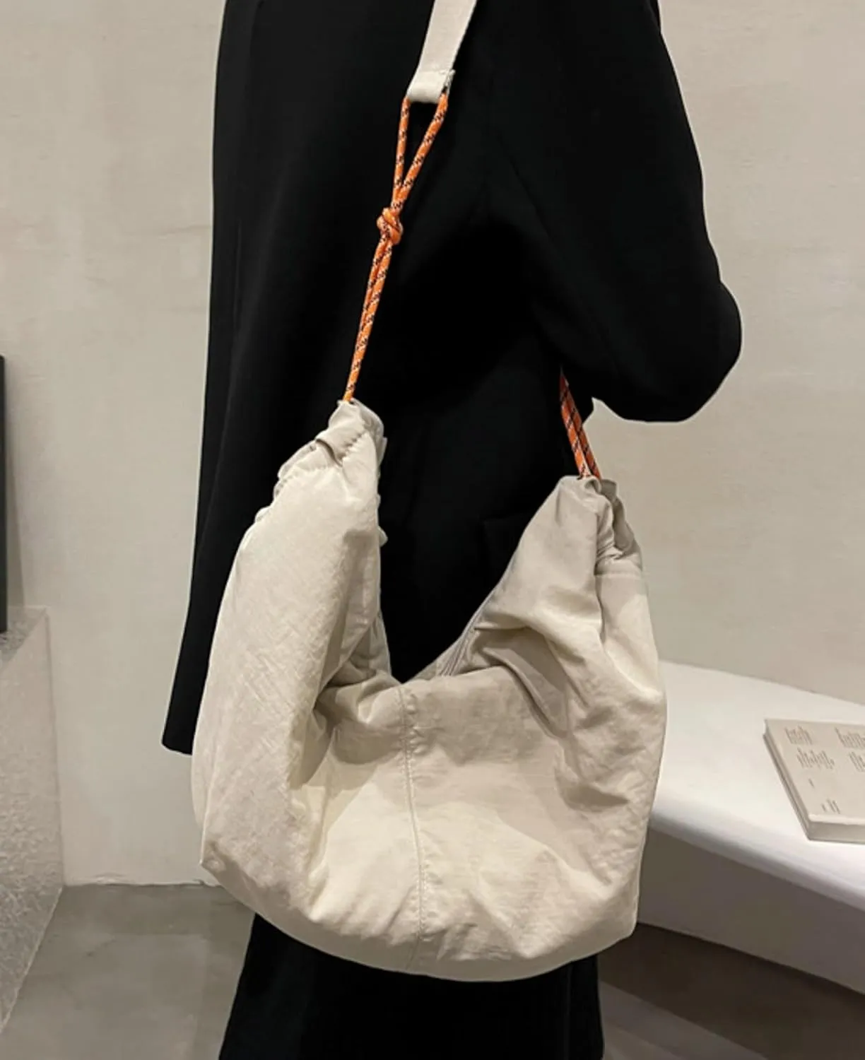 Puffy Tote Bag Unisex Cross Body Nylon Crescent Shoulder Purse Carry On Bag Travel Work Gym Handbag Winter