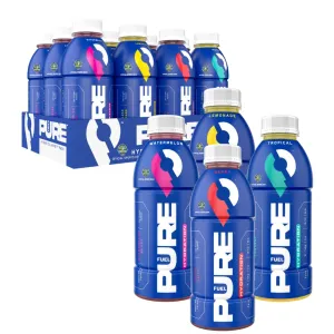 Pure Fuel Healthy Hydration Drinks - Limitless Lemonade, Berry Blitz, Tropical Torrent and Watermelon Blast - Sports Drinks - Plant Based - Variety Pack - 12pk x 16.9 fl oz