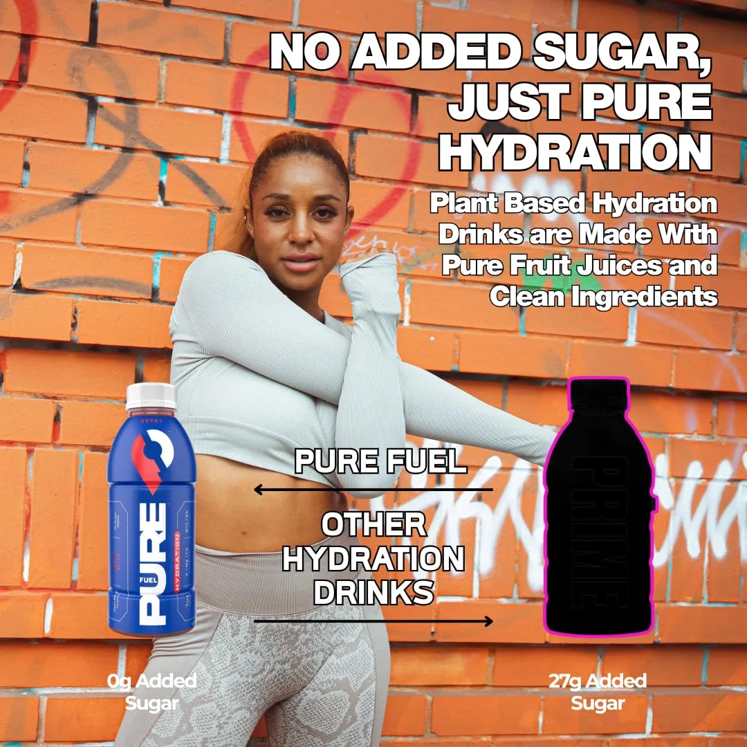Pure Fuel Healthy Hydration Drinks - Limitless Lemonade, Berry Blitz, Tropical Torrent and Watermelon Blast - Sports Drinks - Plant Based - Variety Pack - 12pk x 16.9 fl oz