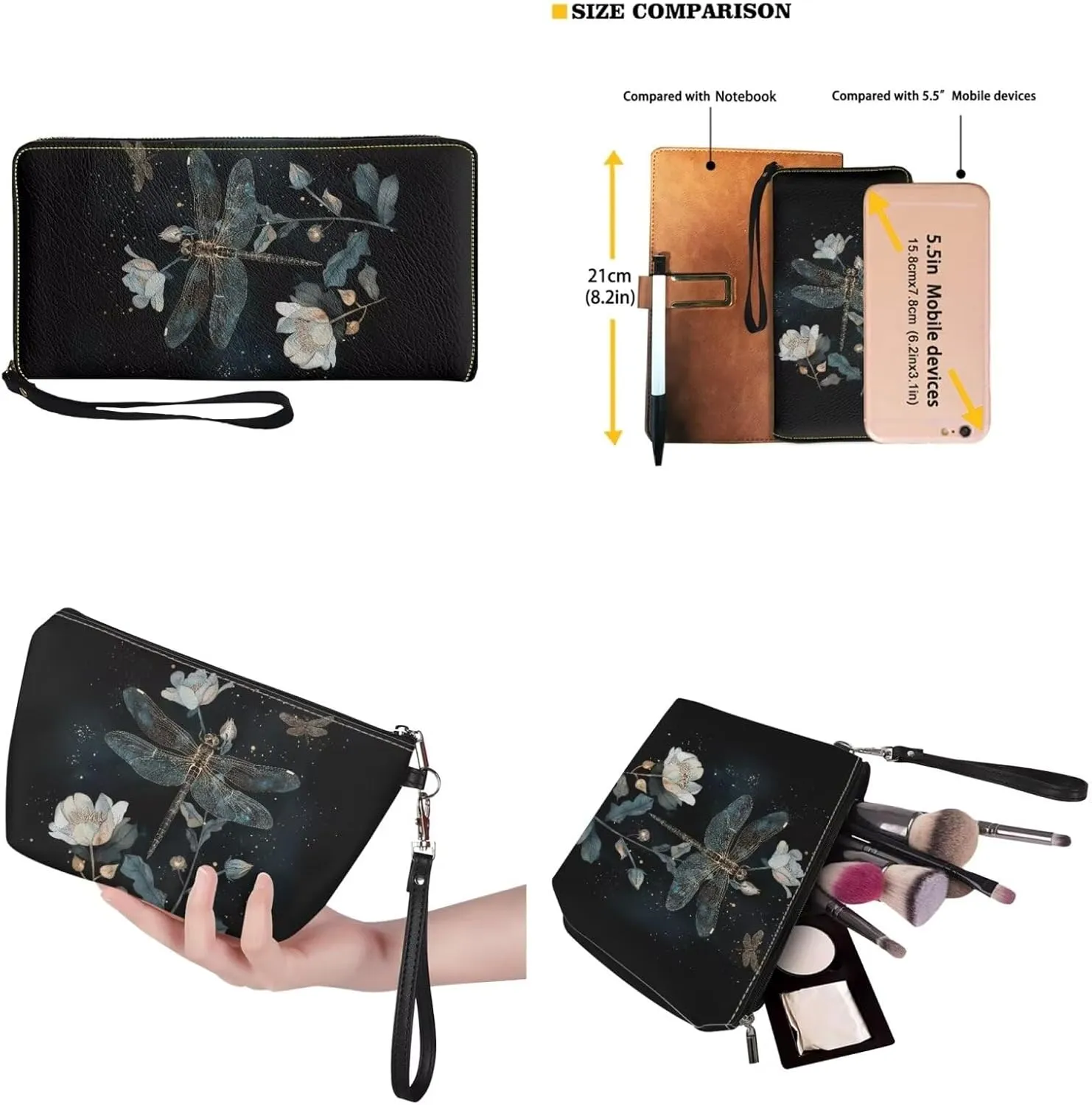 Purse and Handbag Set for Women, Large Hobo Bag with Wallet and Make Up Bag, 3 Piece Top Handle Purse Set