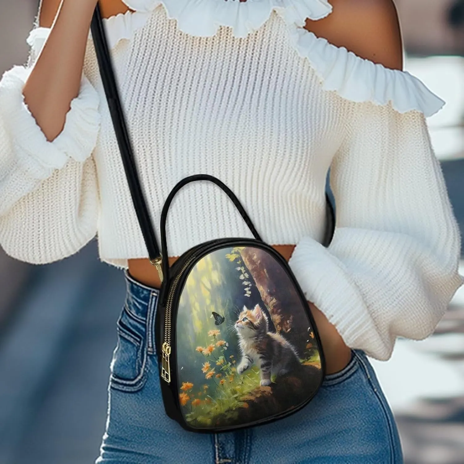 Purses for Women Crossbody Bag Double Layer Small Sling Bag for Women Crossbody Purse with Zipper Closure
