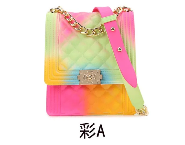 PVC Summer Jelly Bag Mini Crossbody Bags for Women 2020 Rainbow Color Women's Handbags and Purses Graffiti Messenger Phone Bags