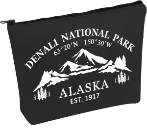 PWHAOO Alaska Vacation Makeup Bag National Park Alaska Est.1917 Cosmetic Bag Alaska National Park Lover Gift (National Park B)