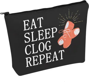 PWHAOO Clog Dance Cosmetic Bag Eat Sleep Clog Repeat Cosmetic Bag Clog Dancer Gift Clogger Dance Lover Gift (Sleep Clog B)