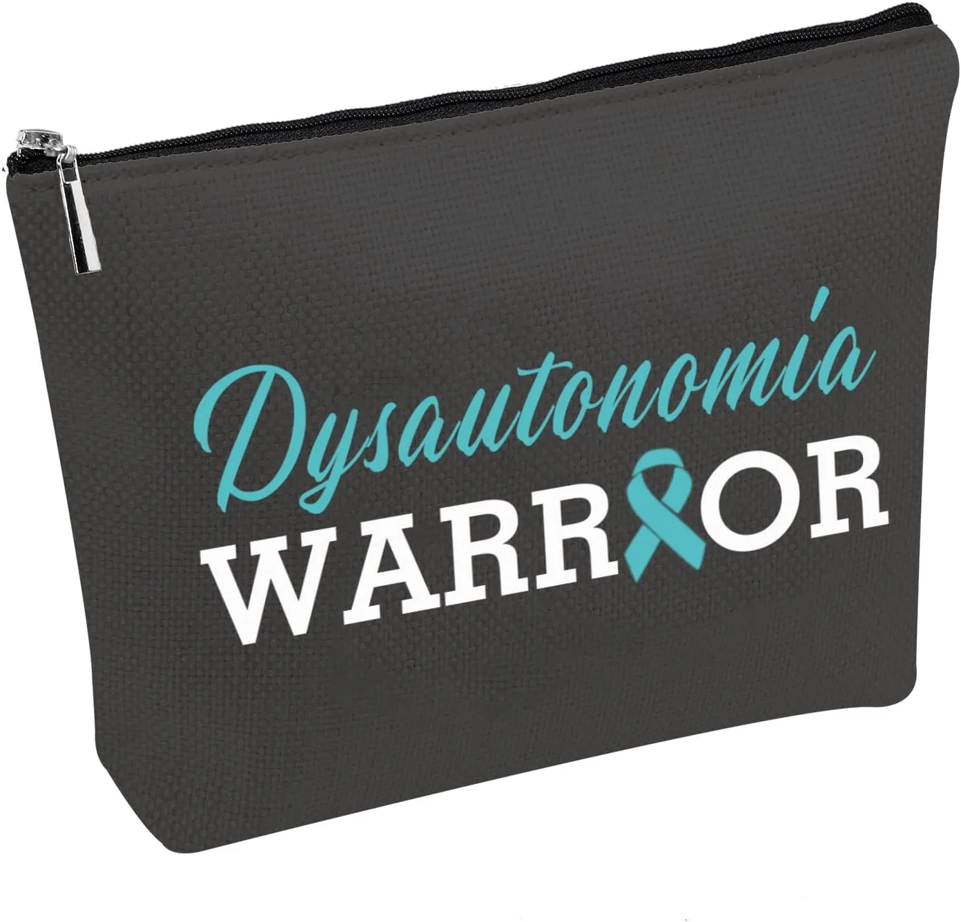 PWHAOO Dysautonomia Awareness Makeup Bag Dysautonomia Warrior Cosmetic Bag Turquoise Awareness Ribbon Gift (Dysautonomia WARRIOR B)