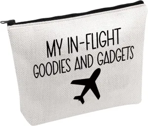 PWHAOO Flight Attendant Cosmetic Bag My In-Flight Goodies and Gadgets Cosmetic Bag Airplane Traveler Gift (My In-Flight Goodies B)