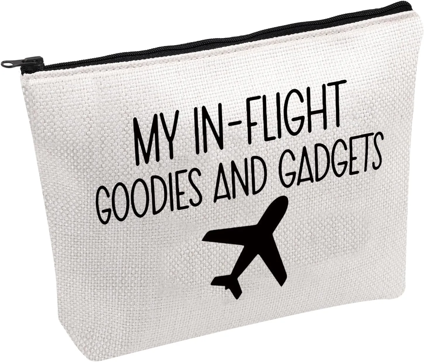 PWHAOO Flight Attendant Cosmetic Bag My In-Flight Goodies and Gadgets Cosmetic Bag Airplane Traveler Gift (My In-Flight Goodies B)