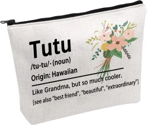 PWHAOO Funny Tutu Definition Cosmetic Bag Grandma Cosmetic Bag Hawaiian Grandmother Gift (Tutu B)