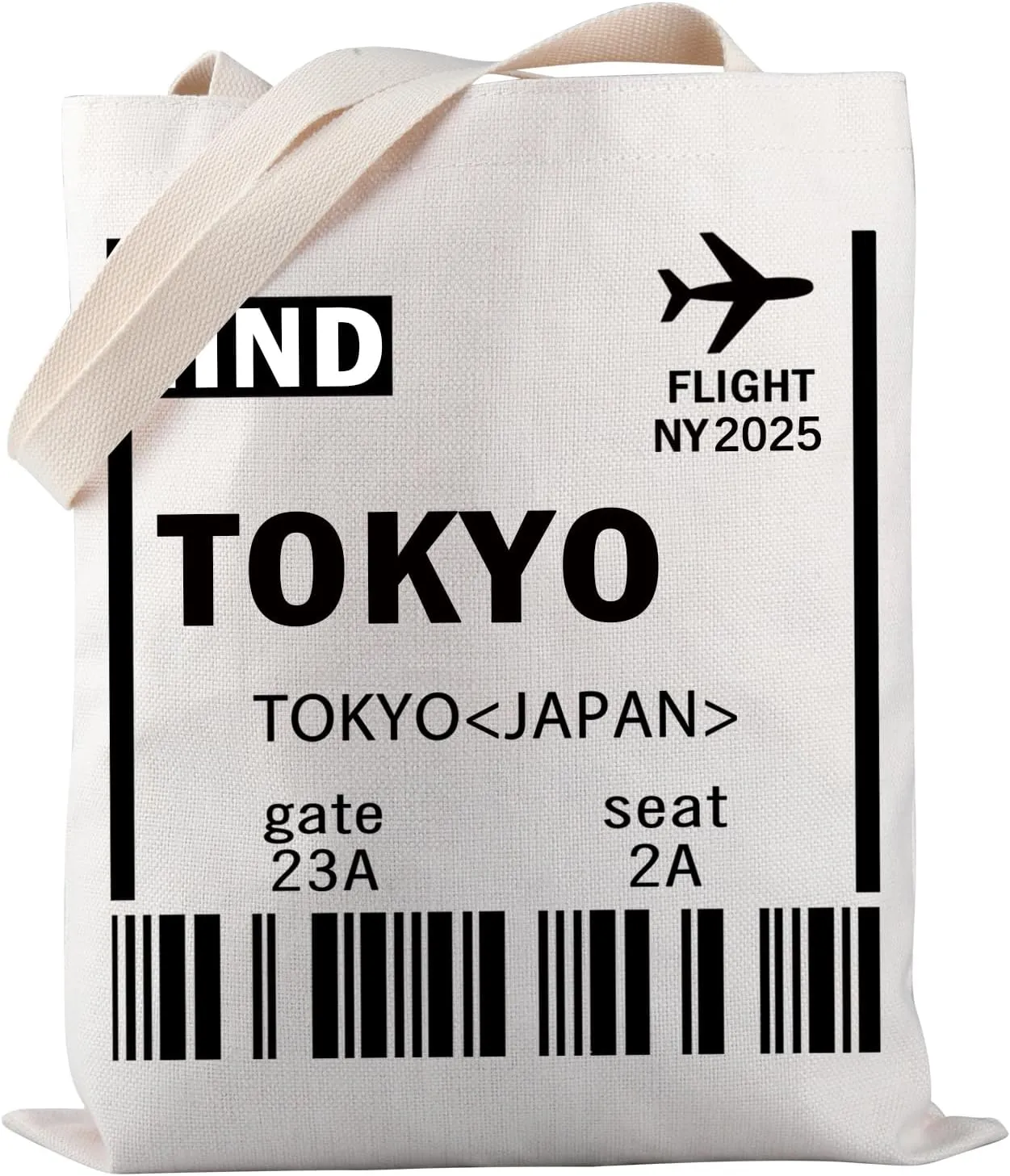 PWHAOO Tokyo Travel Tote - Japan Boarding Card Travel Bag - Japanese Gift for World Traveler