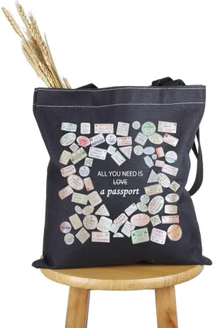 PWHAOO Travel Lover Gift All You Need Is A Passport Tote Bag Wanderlust Handbag Traveler Traveling Gift