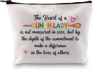 PXTIDY Lunch Lady Appreciation Gift Makeup Bag The Heart of a Lunch Lady is Not Measured in Size Thank You Gift for Cooker Cafeteria Worker