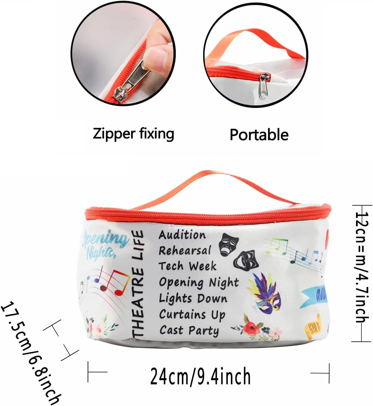 PXTIDY Theatre Life Makeup Bag Drama Theater Gifts Comedy Tragedy Mask Theatre Drama Bag Drama Actor Actress Gifts Pouch(Cosmetic Organizer)
