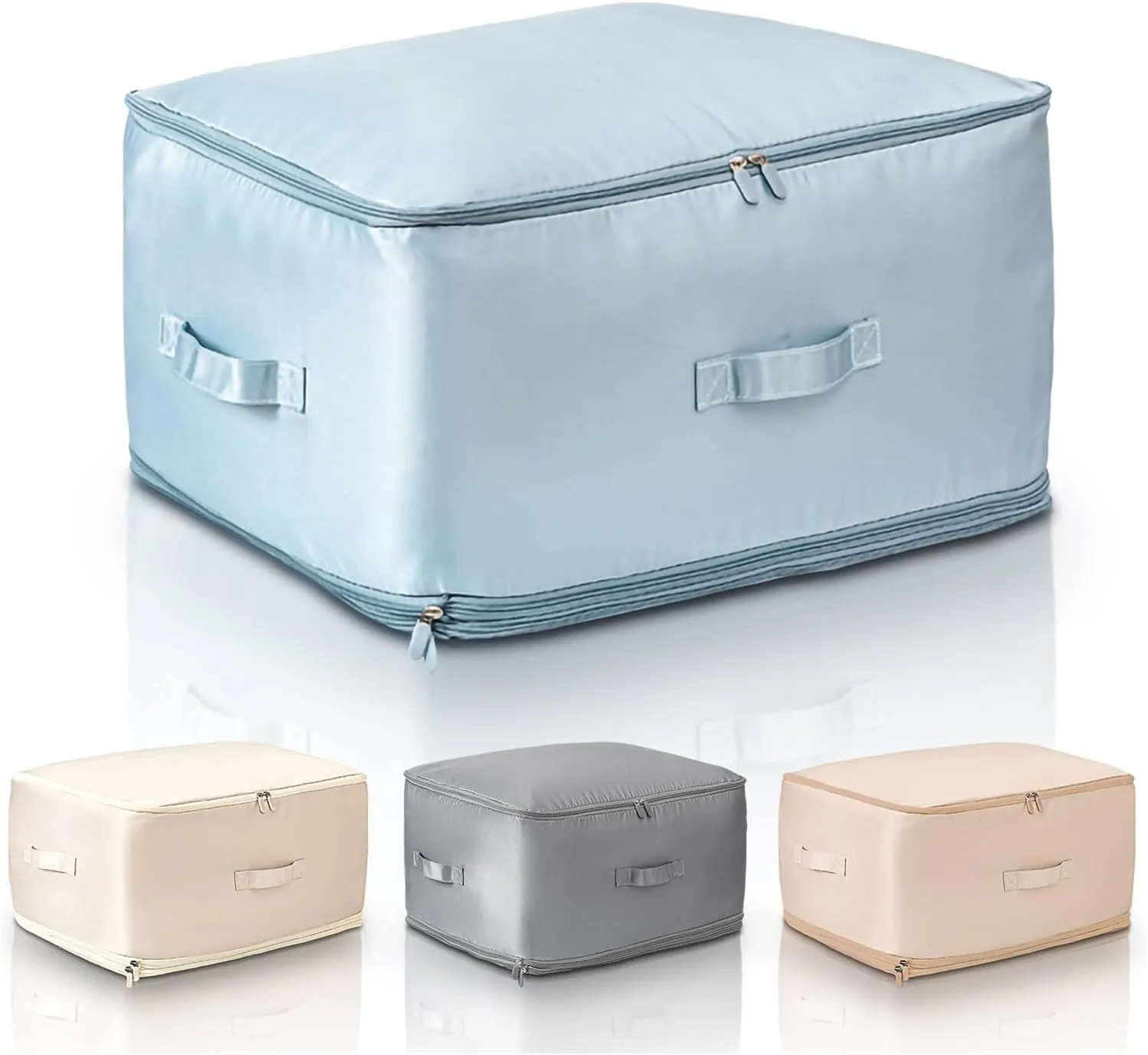 Quilt Clothes Compression Fitting Bag Storage Bag Large Capacity Quilt Packing Moving Packing Bag Dustproof Multifunctional(Oatmeal color,M)