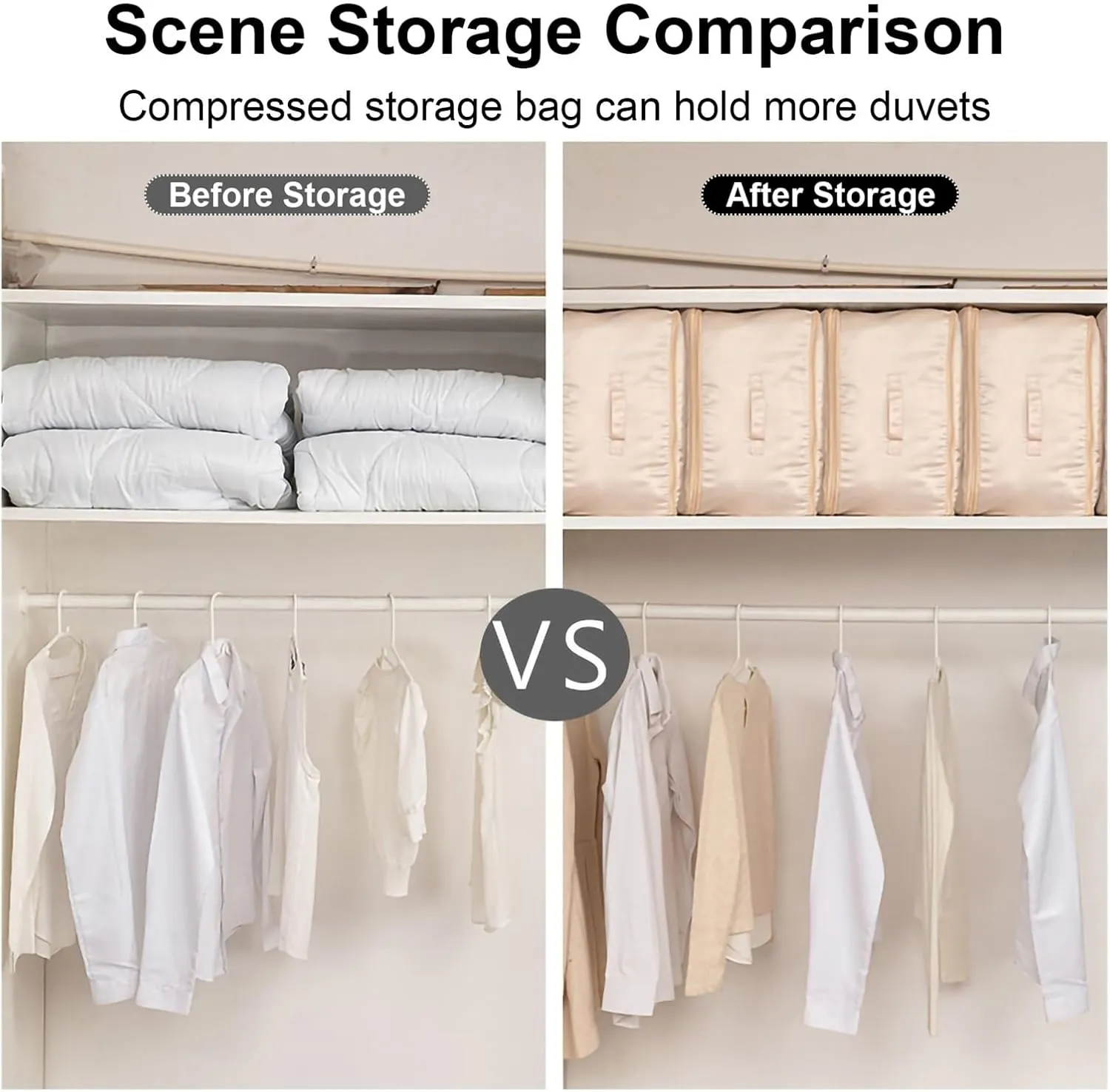 Quilt Clothes Compression Fitting Bag Storage Bag Large Capacity Quilt Packing Moving Packing Bag Dustproof Multifunctional(Oatmeal color,M)