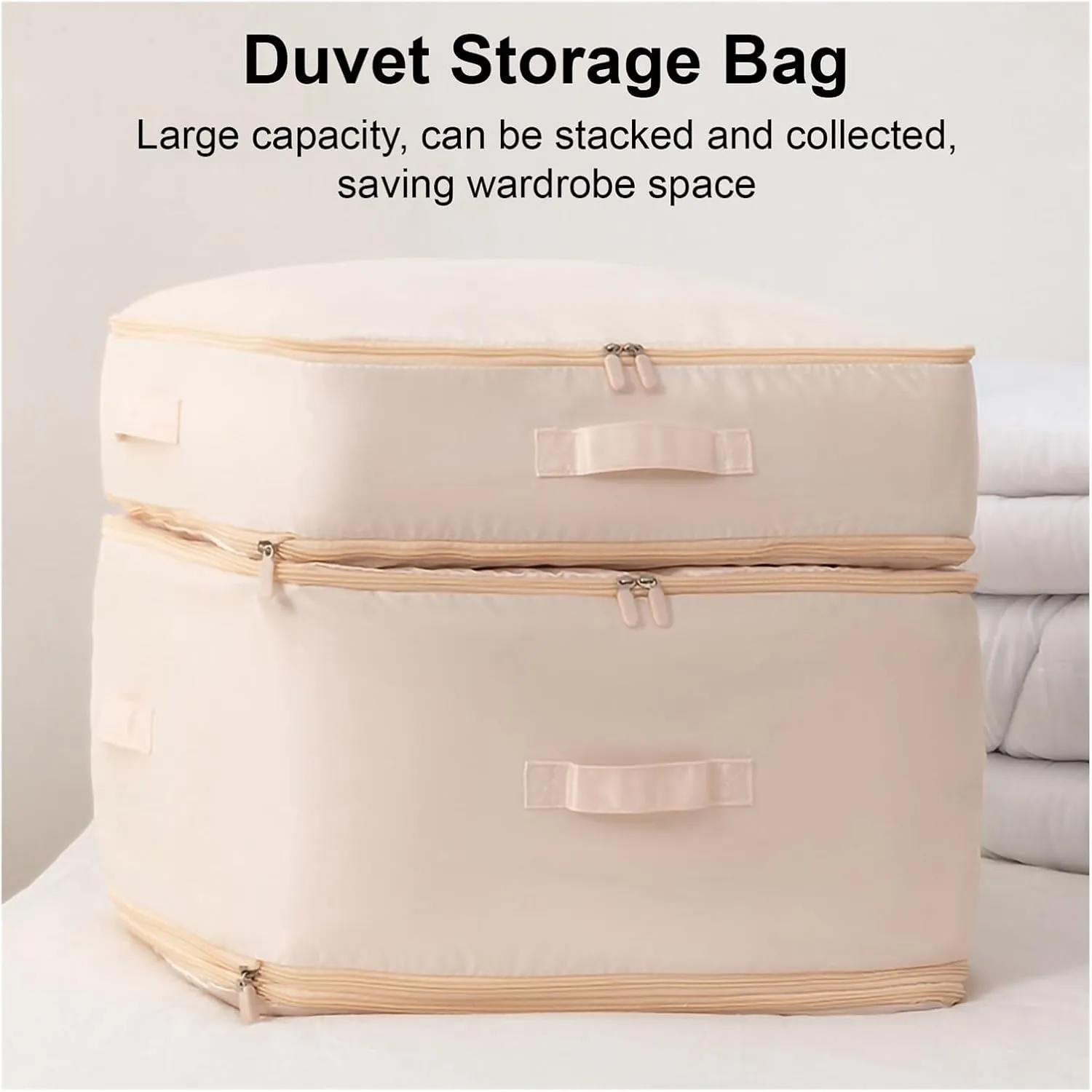Quilt Clothes Compression Fitting Bag Storage Bag Large Capacity Quilt Packing Moving Packing Bag Dustproof Multifunctional(Oatmeal color,M)