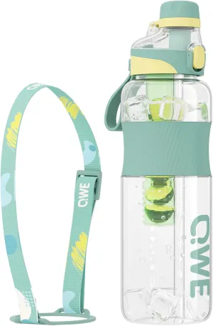 QWE Sports Water Bottle Large Capacity with Carry Handle,double drinking,high-capacity,1500ml/50oz,Heat-resisting,Reusable,tritan BPA Free,Perfect for Travel, School, Outdoors, Cycling and Gym (Green)
