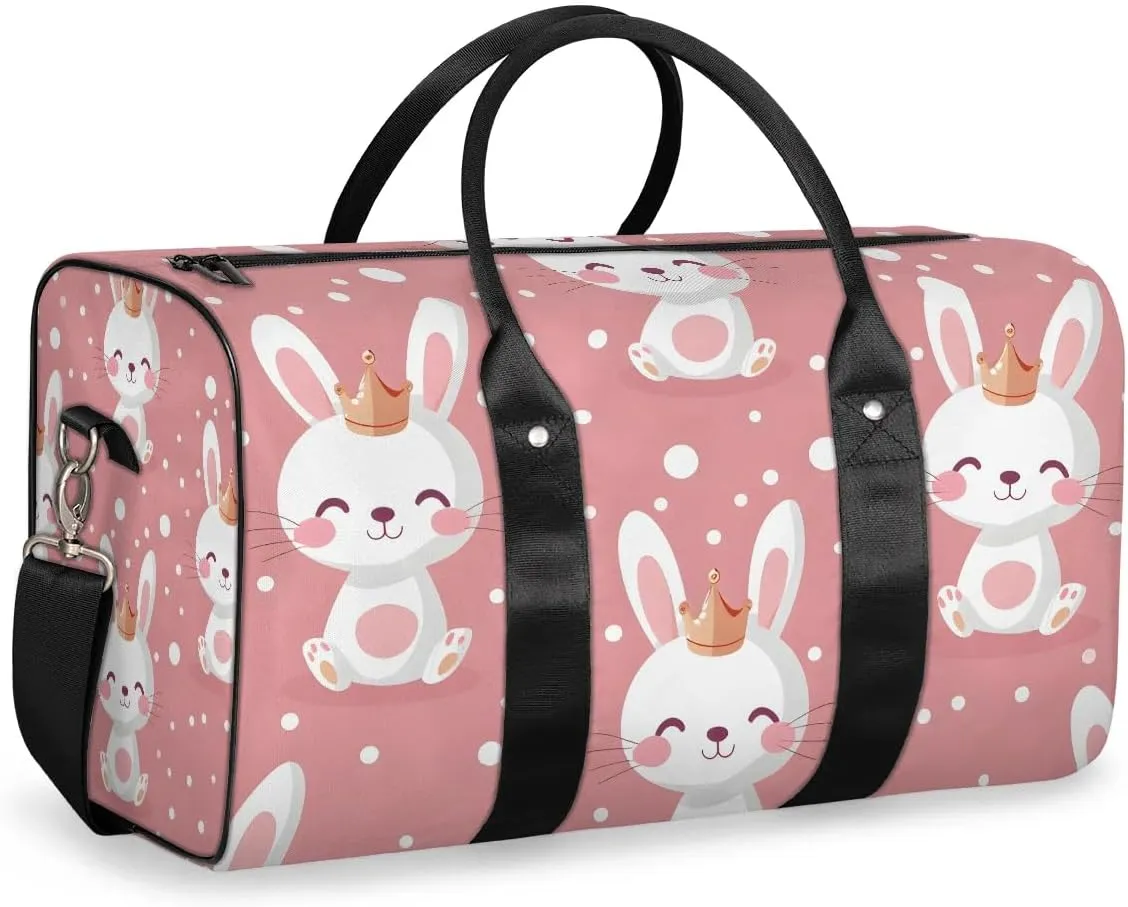 Rabbit Travel Duffel Bag for Women Men Cute Bunny Waterproof Foldable Overnight Weekender Bag Large Capacity Sports Gym Bag