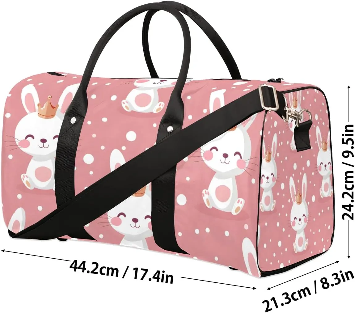 Rabbit Travel Duffel Bag for Women Men Cute Bunny Waterproof Foldable Overnight Weekender Bag Large Capacity Sports Gym Bag