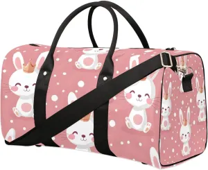 Rabbit Travel Duffel Bag for Women Men Cute Bunny Waterproof Foldable Overnight Weekender Bag Large Capacity Sports Gym Bag