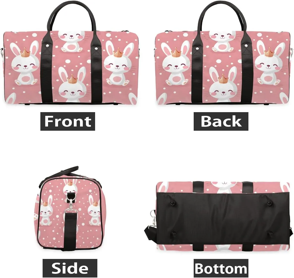 Rabbit Travel Duffel Bag for Women Men Cute Bunny Waterproof Foldable Overnight Weekender Bag Large Capacity Sports Gym Bag
