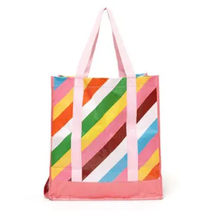 Rainbow Stripes Reuse Reduce Foldable Market Bag