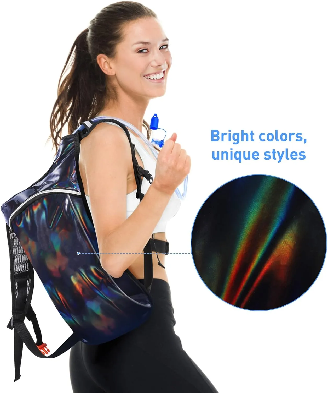 Rave Hydration Pack, Hydration Backpack with 2L Hydration Bladder, Festival Essential Water Backpack for Hiking, Running, Cycling, and Music Festivals