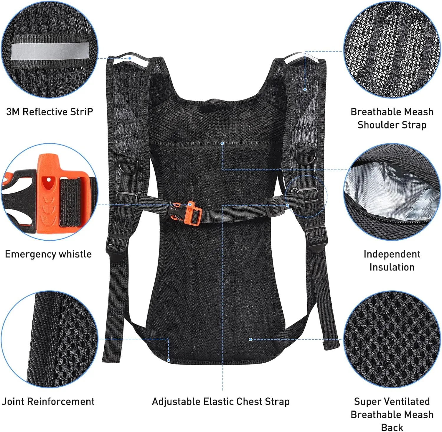 Rave Hydration Pack, Hydration Backpack with 2L Hydration Bladder, Festival Essential Water Backpack for Hiking, Running, Cycling, and Music Festivals