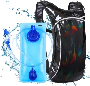 Rave Hydration Pack, Hydration Backpack with 2L Hydration Bladder, Festival Essential Water Backpack for Hiking, Running, Cycling, and Music Festivals