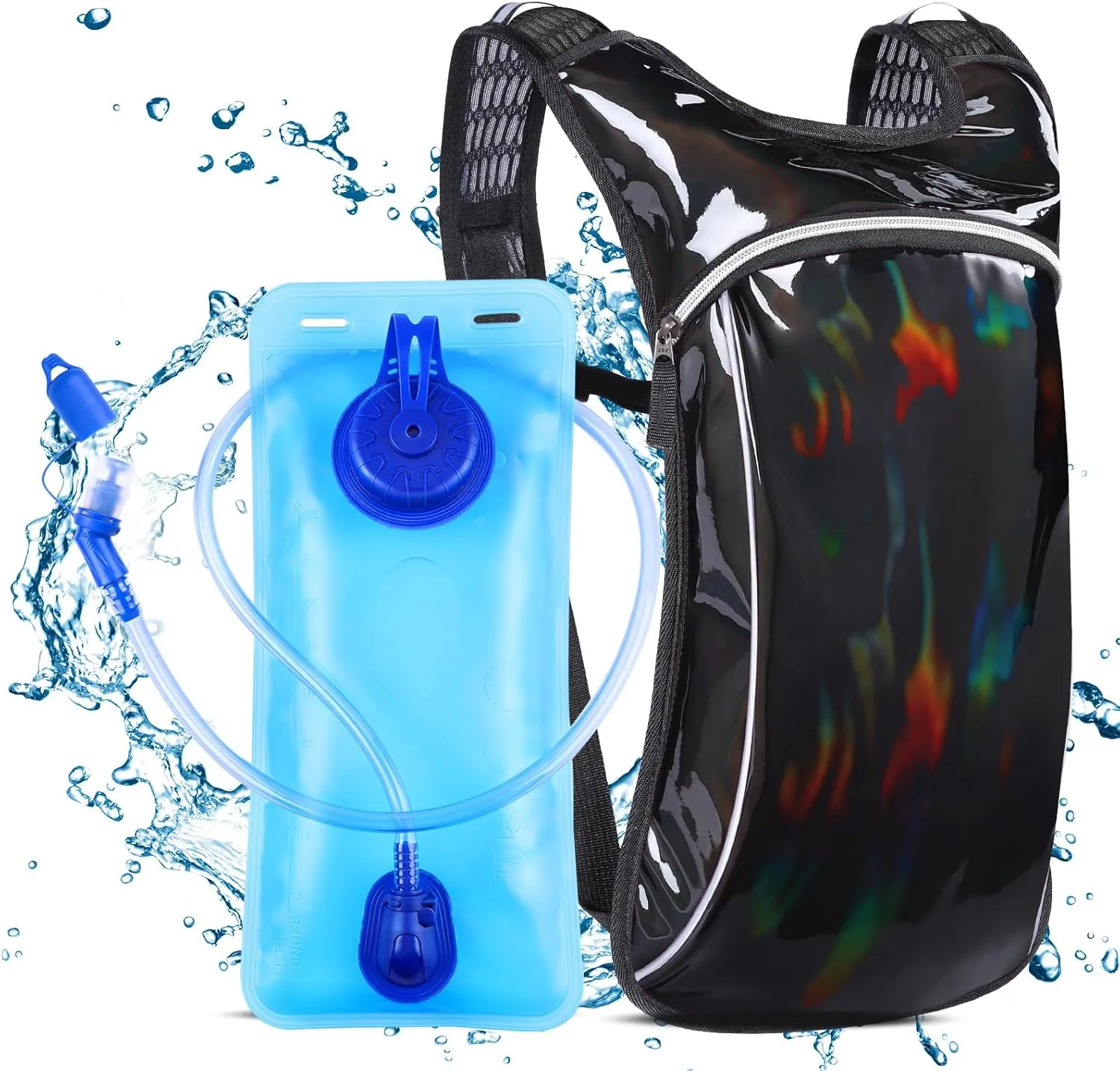 Rave Hydration Pack, Hydration Backpack with 2L Hydration Bladder, Festival Essential Water Backpack for Hiking, Running, Cycling, and Music Festivals
