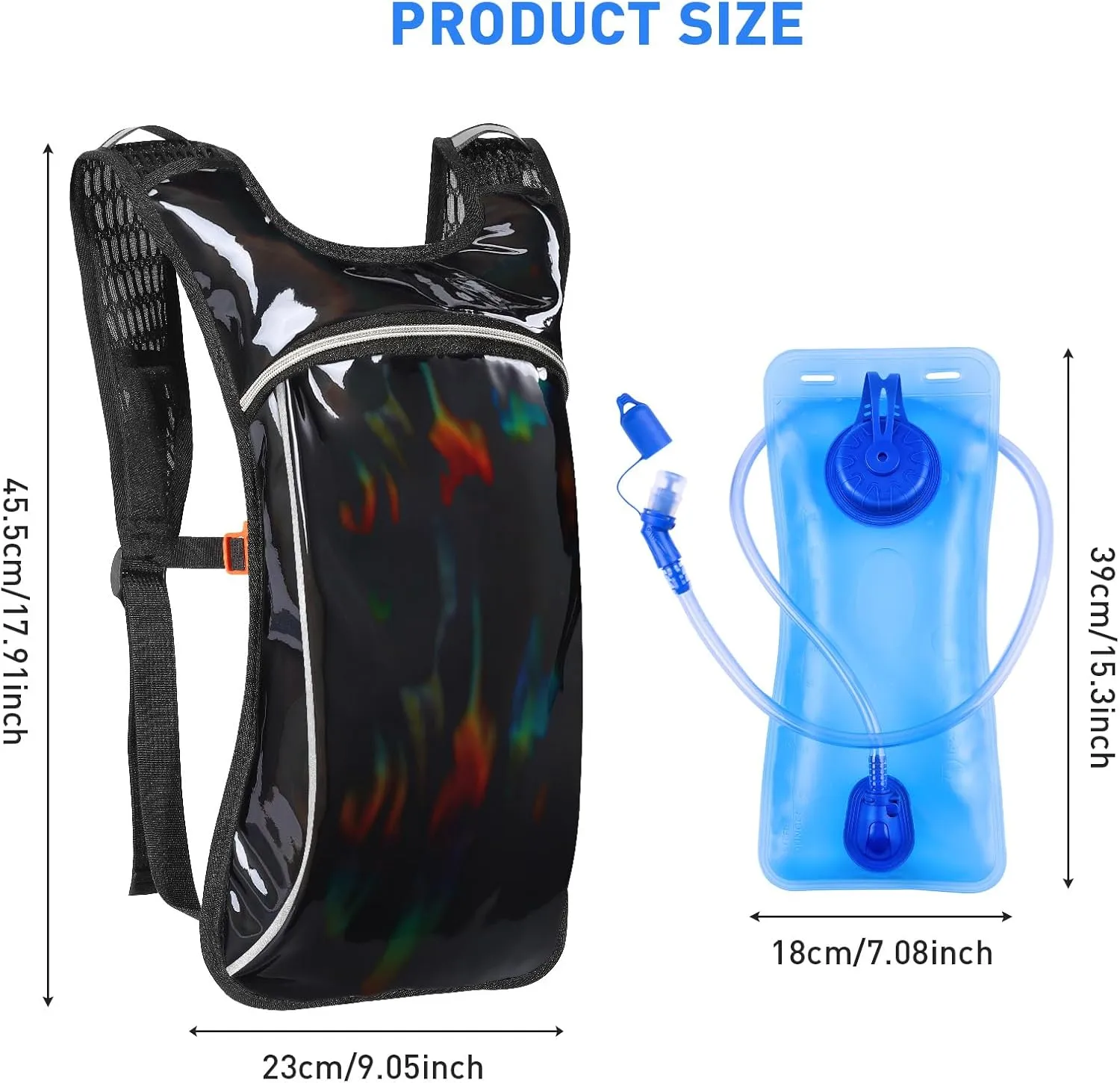 Rave Hydration Pack, Hydration Backpack with 2L Hydration Bladder, Festival Essential Water Backpack for Hiking, Running, Cycling, and Music Festivals