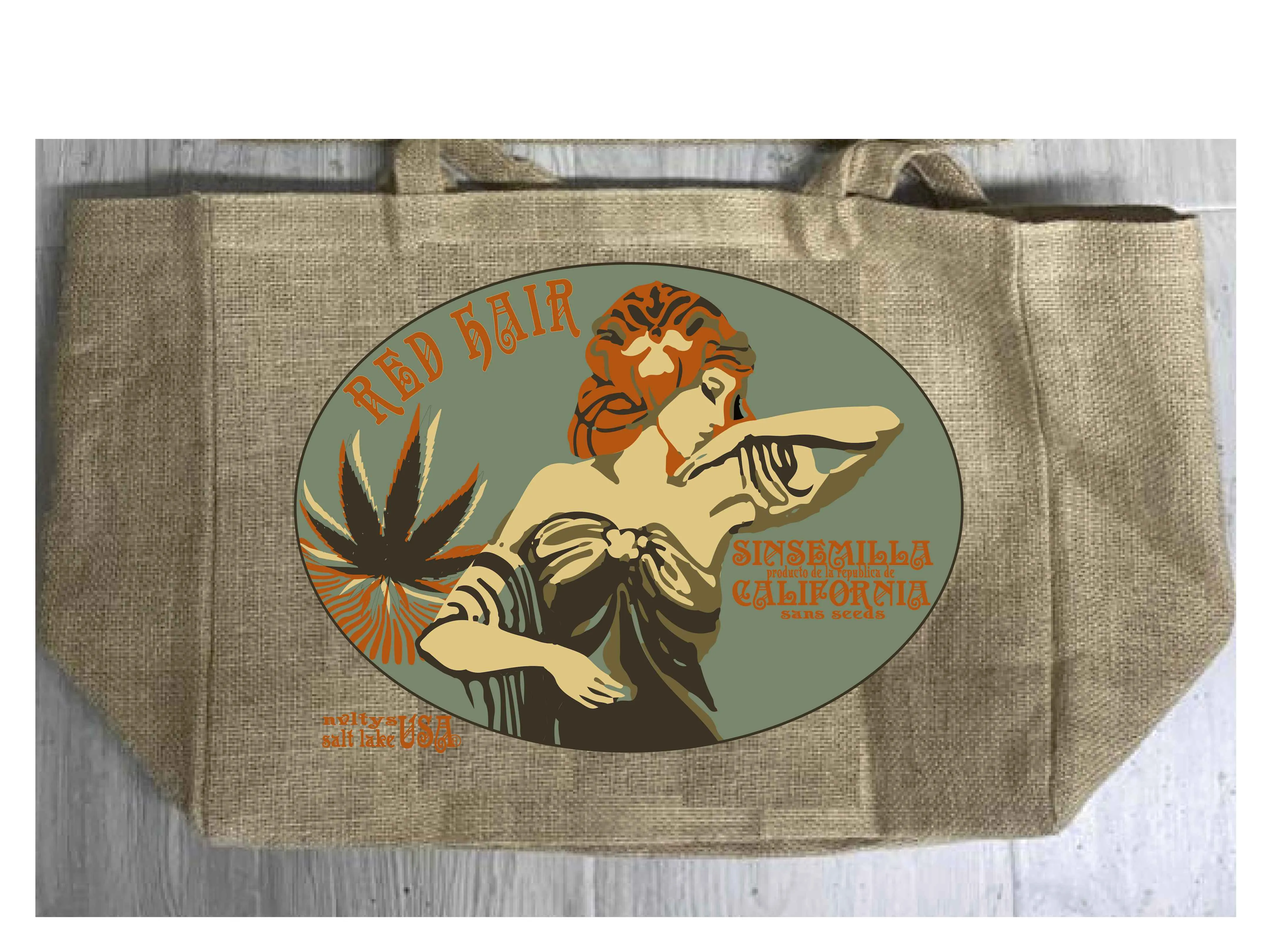 Red Hair Burlap Tote Bag – Durable and Stylish
