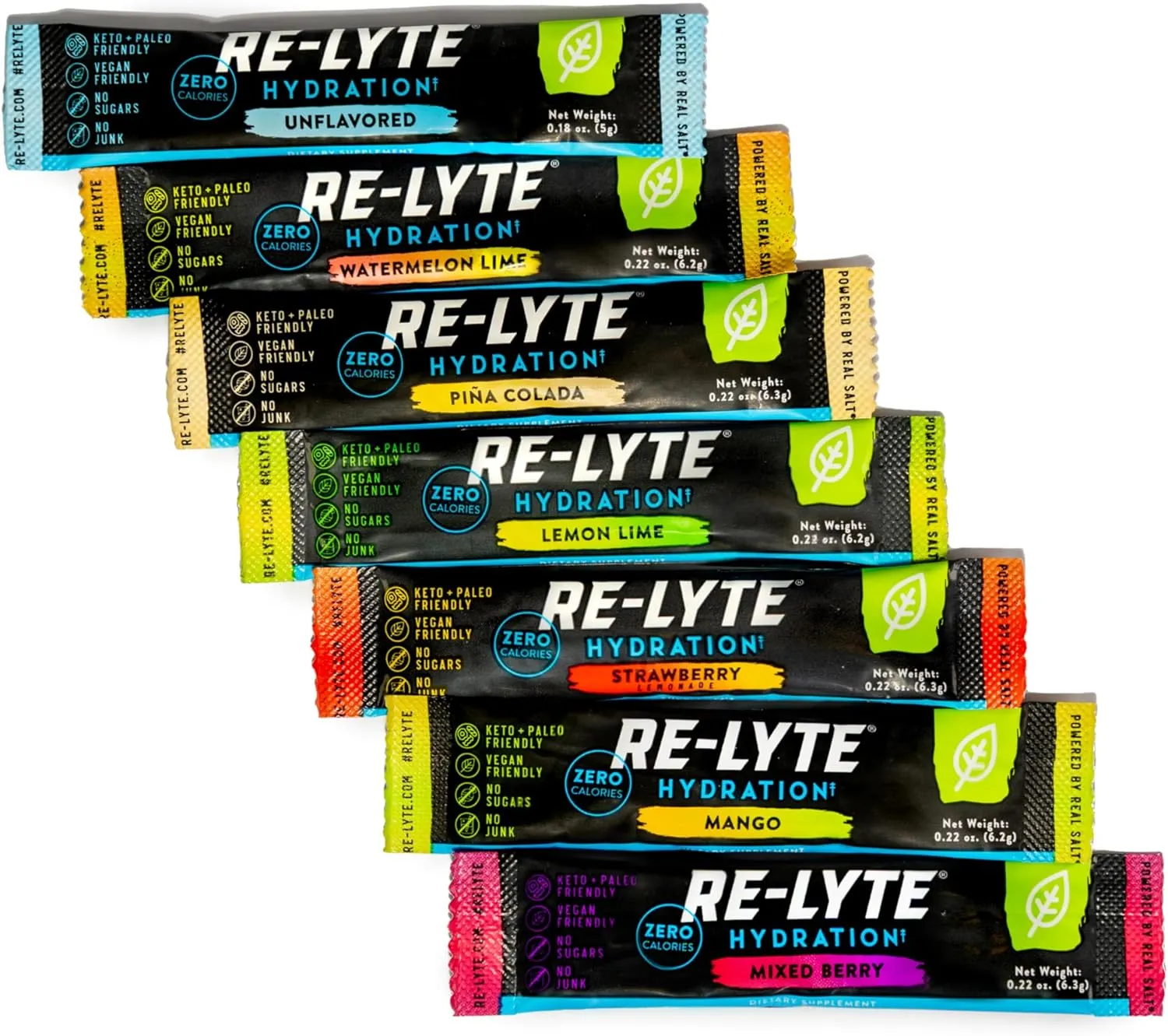 REDMOND Re-Lyte Hydration Electrolyte Powder Drink Mix Variety (7 Stick Packs)